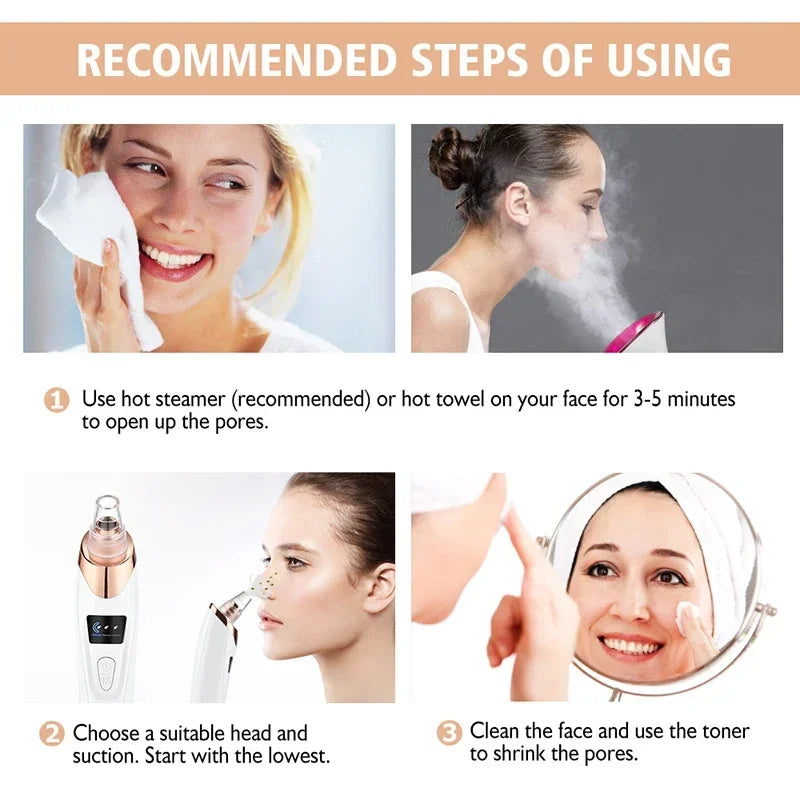 Electric Blackhead Remover Vacuum Cleaner Black Spots Removal Facial Deep Cleansing Pore Cleaner Machine
